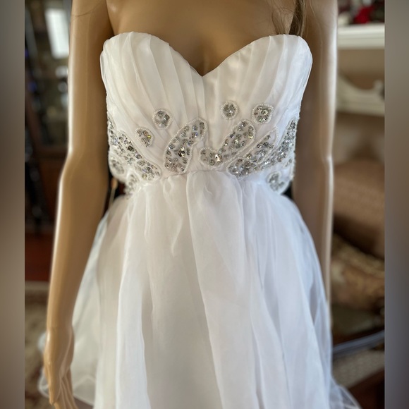 Grace Karin White Sleeveless Rhinestone and Embellished Fit & Flare Dress Size 4 - Picture 12 of 15